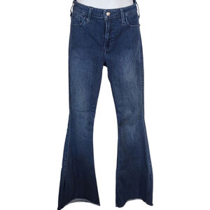 Women's Hollister Blue High-Rise Flare Jeans 5R, W27 L31, Split Ankle, Boho